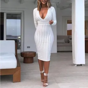 Sexy Long Sleeves V Neck Dresses