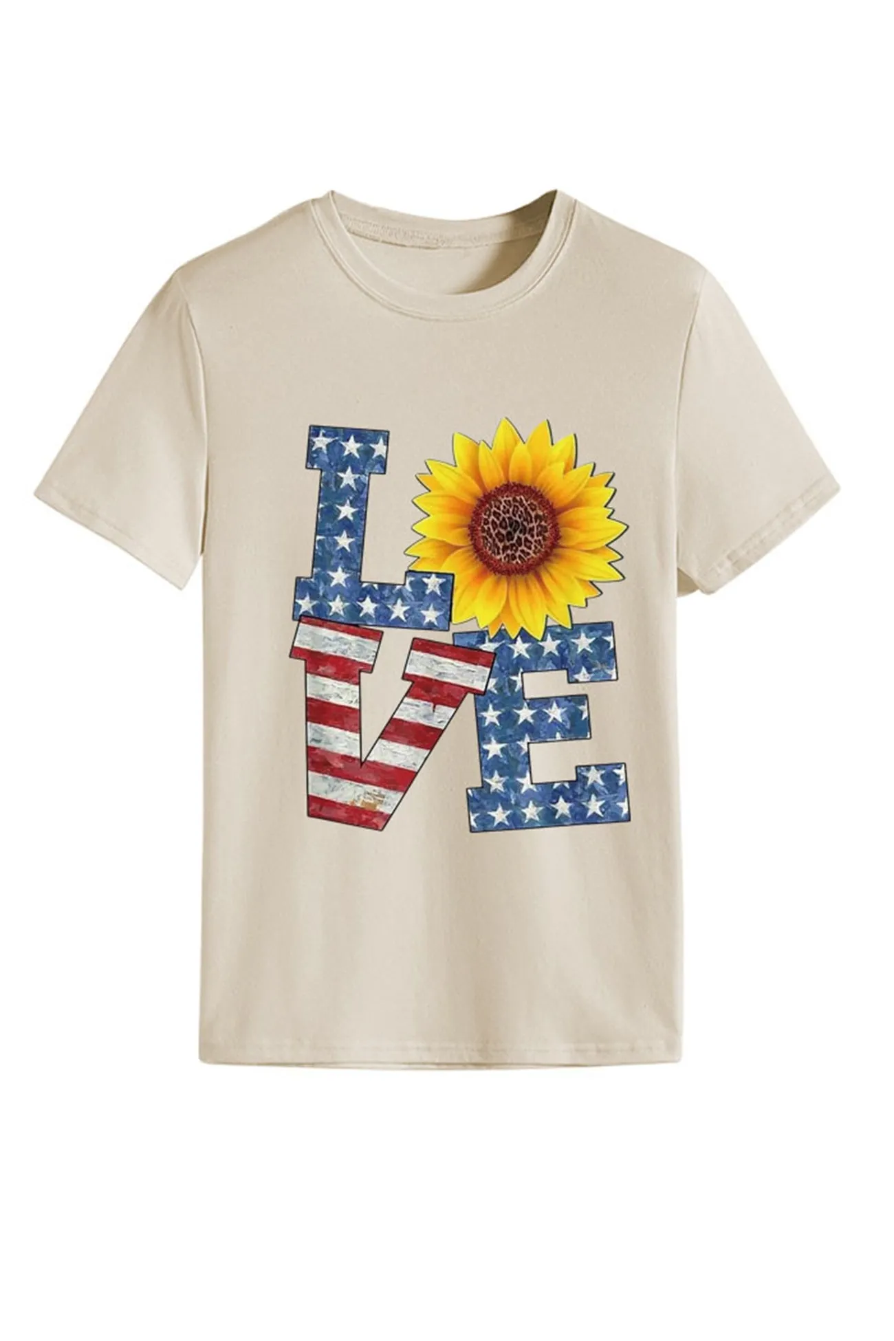 Sunflowers Pentagram Letter Print T-shirt