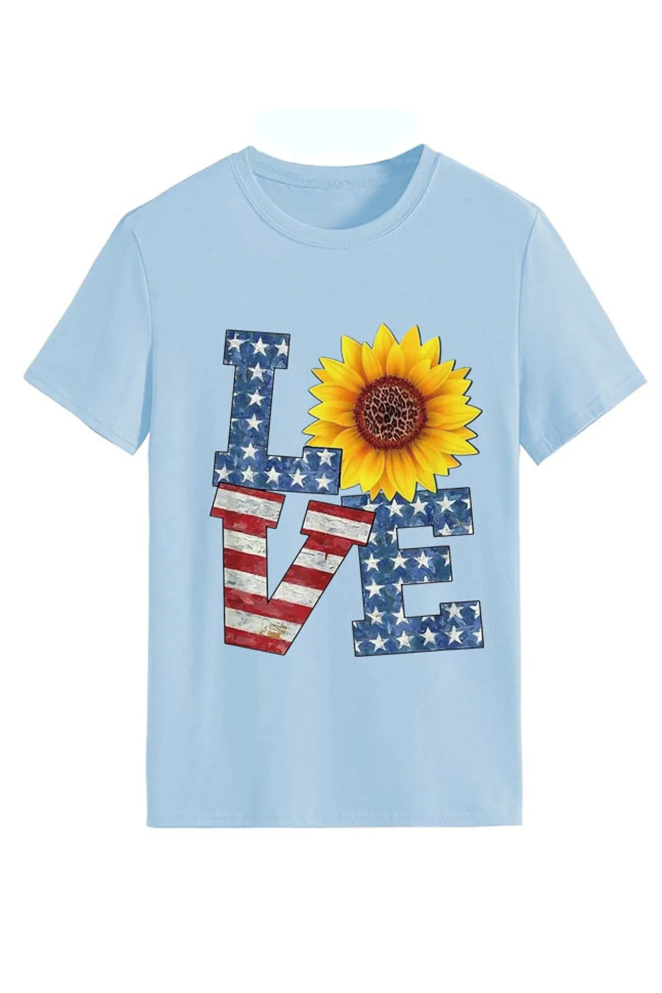 Sunflowers Pentagram Letter Print T-shirt