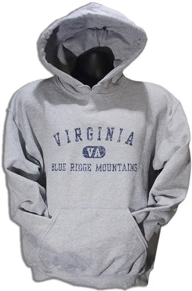 SWVA09G HOODED SWEATSHIRT Blue Ridge Mountains Distressed GREY