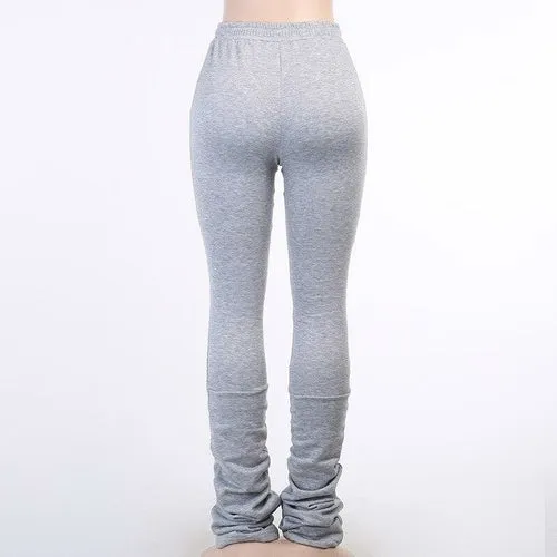 Thick Stacked Sweatpants For Woomen Drawstring High Waisted Trousers