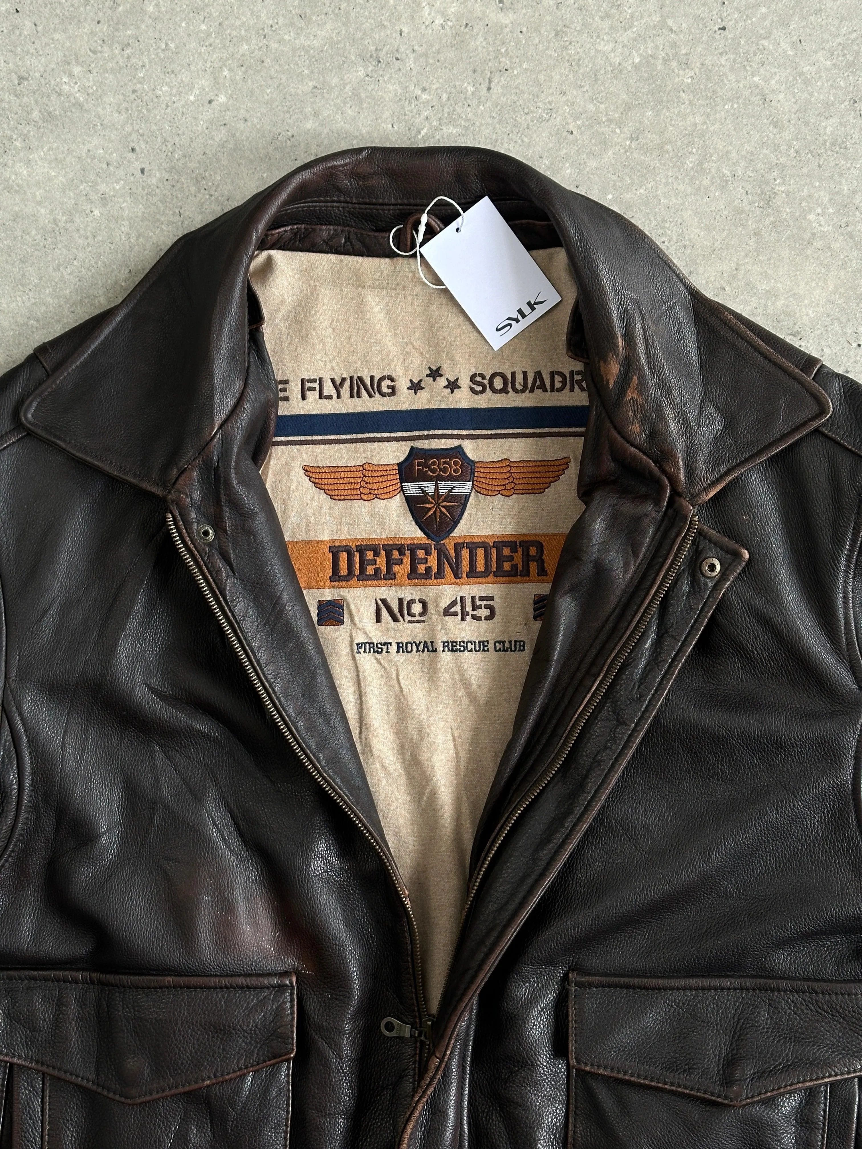 Vintage Distressed Leather Flight Jacket - XL/XXL