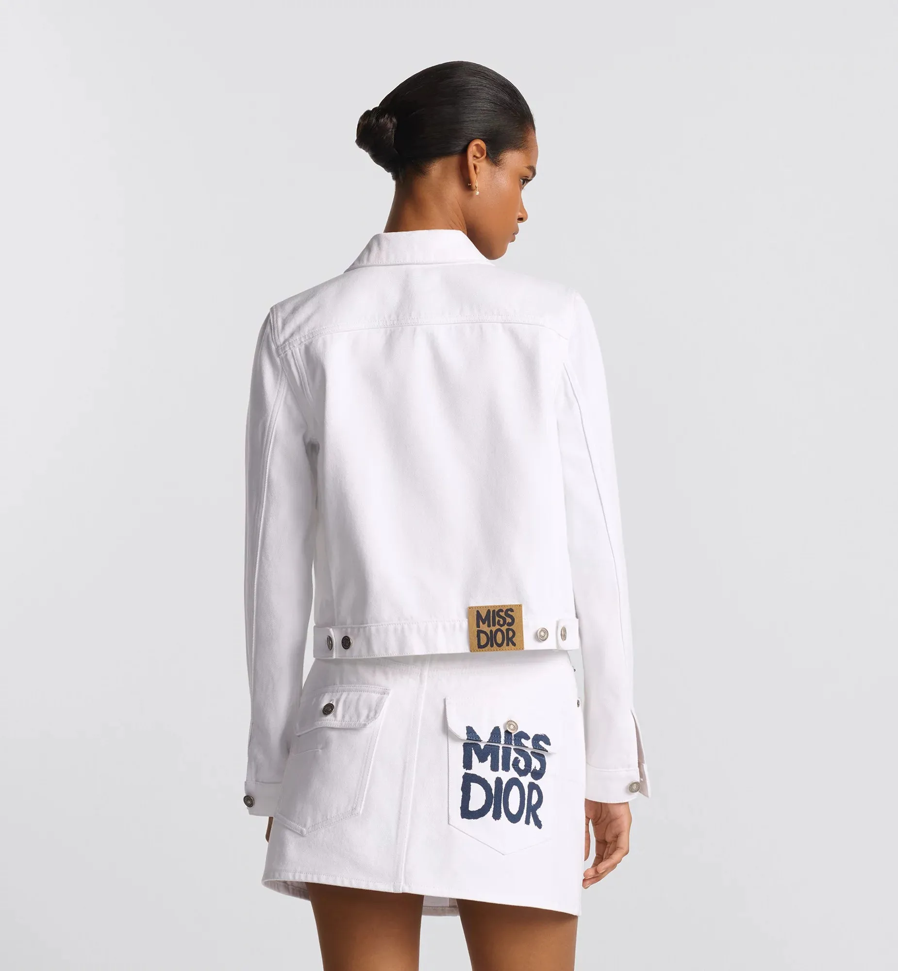 White Cotton Denim With Blue Miss Dior Graffiti Motif Jacket