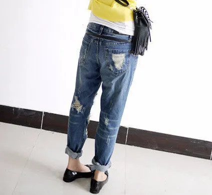 Women's Hole Loose Denim Boyfriend Jeans