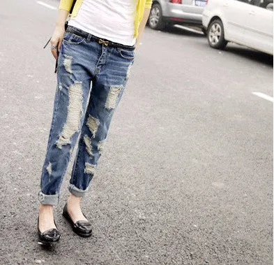 Women's Hole Loose Denim Boyfriend Jeans